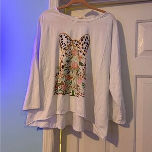 White Christmas Tree Print Women's Top OS